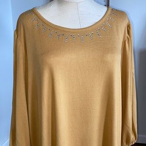 89th & Madison 3X mustard colored lightweight sweater